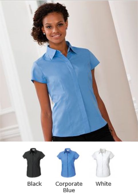 Russel Collection 925F Ladies cap sleeve easy care fitted shirt
